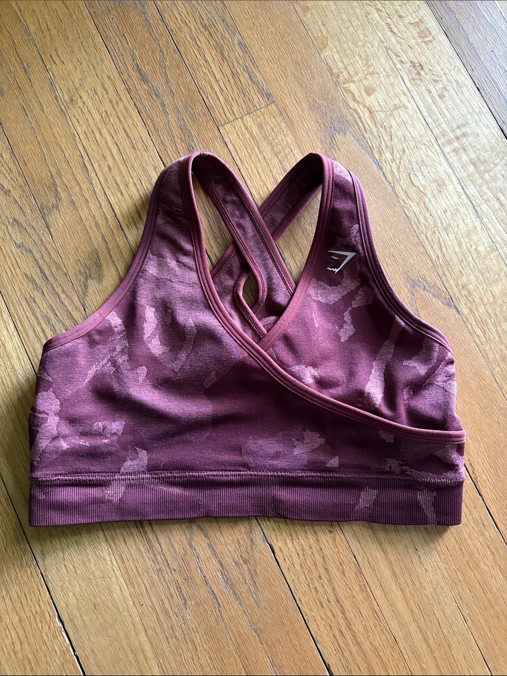 Gymshark maroon camouflage print sports bra